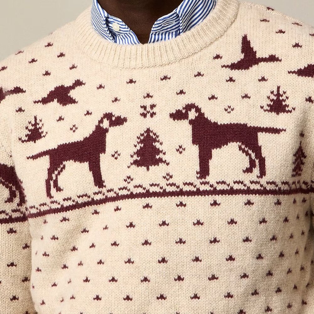 NWT J Crew 100% Lambs Wool Fair Isle Duck Labrador Dog Christmas Hunting Sweater - Picture 3 of 5